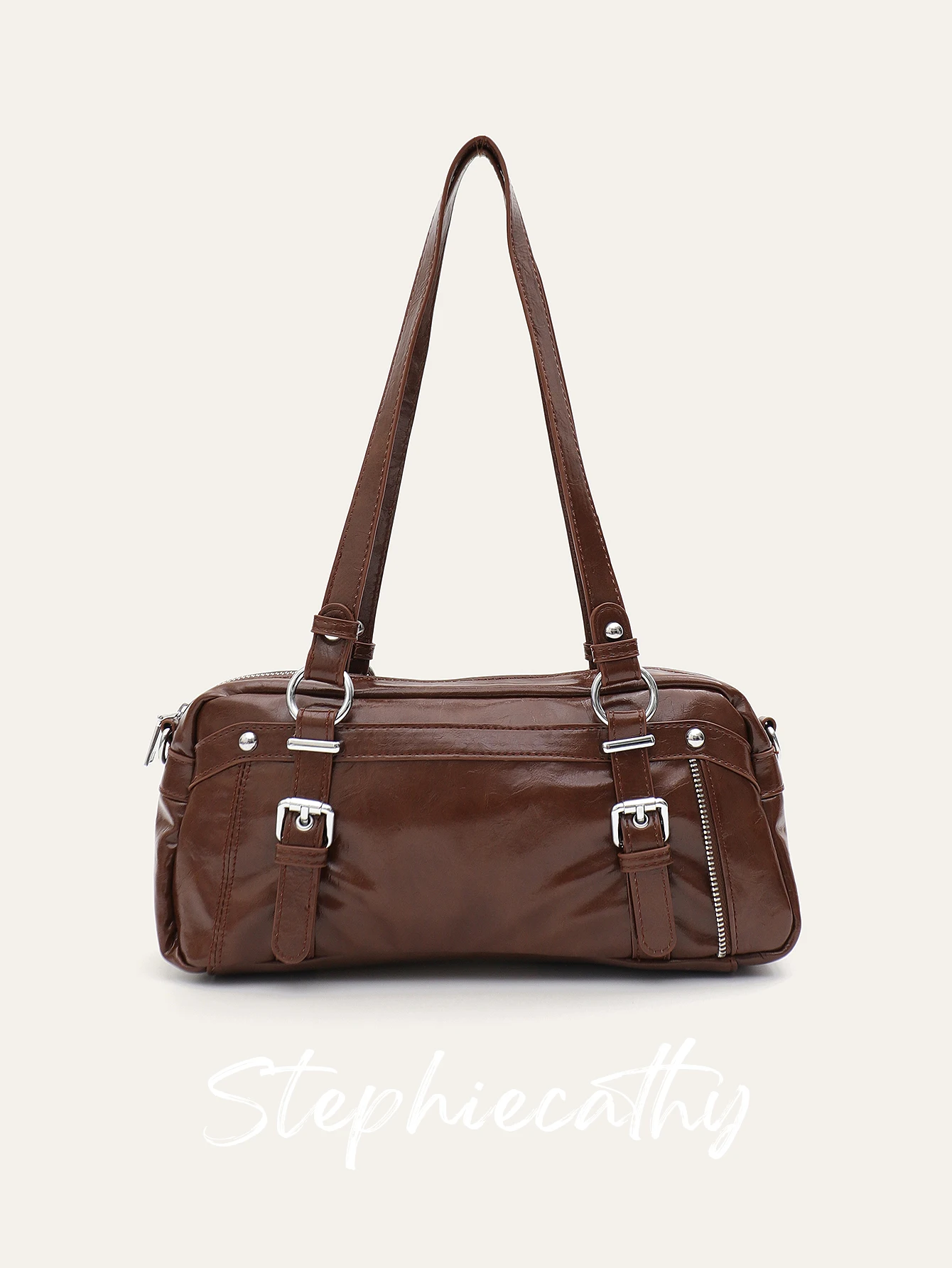 

SC Women Shoulder Bag Fashion Street Patent PU Leather Handbag Crossbody Underarm Purse Casual Daily Commute Y2K All Seasons