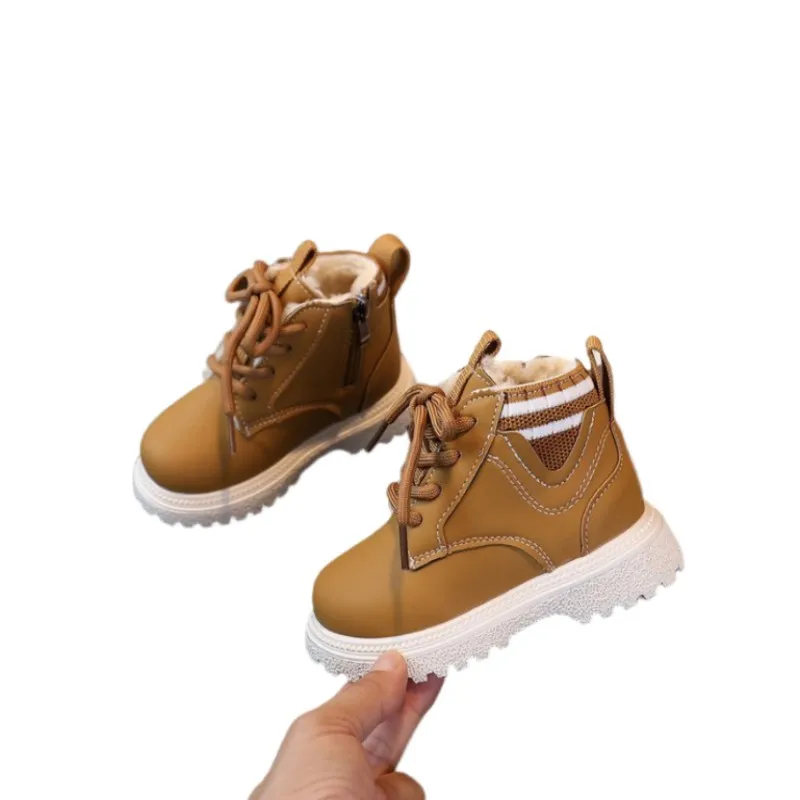 

Детские хлопковые сапоги, новые зимние сапоги для лошадей, простые универсальные модные повседневные ботинки на плоском каблуке с низким вырезом для мальчиков и девочек на боковой молнии