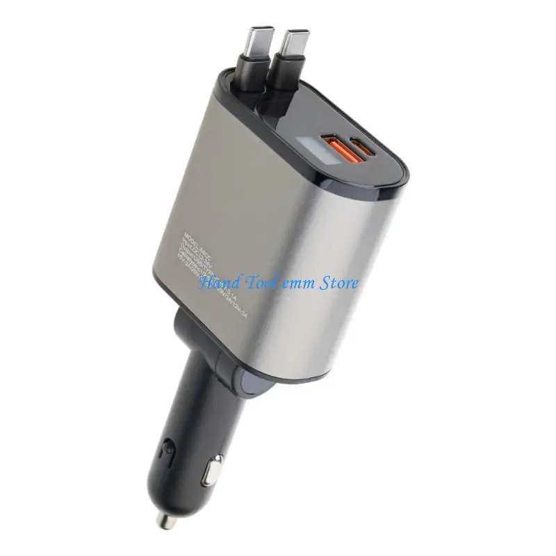 H37F Metal 240W Retractable Double USB C Car Supporting Rapid Charging For All Devices