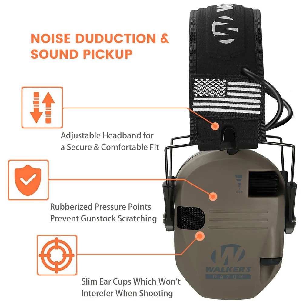 Orejera electrónica de tiro, Protector de oído antiruido, amplificación de sonido, auriculares tácticos de protección para escuchar