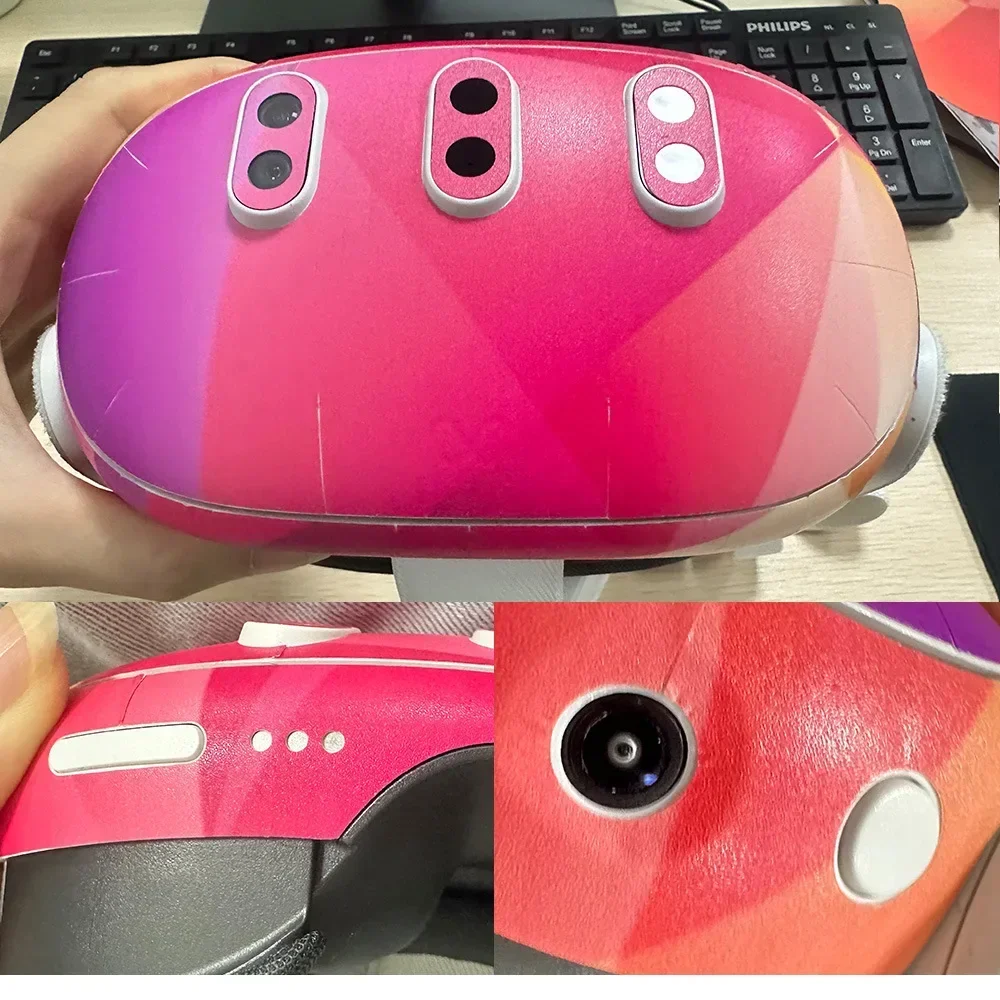 لملصقات Meta Quest 3، غطاء حماية جلدي، مجموعة كاملة من تصميم التفاف DIY