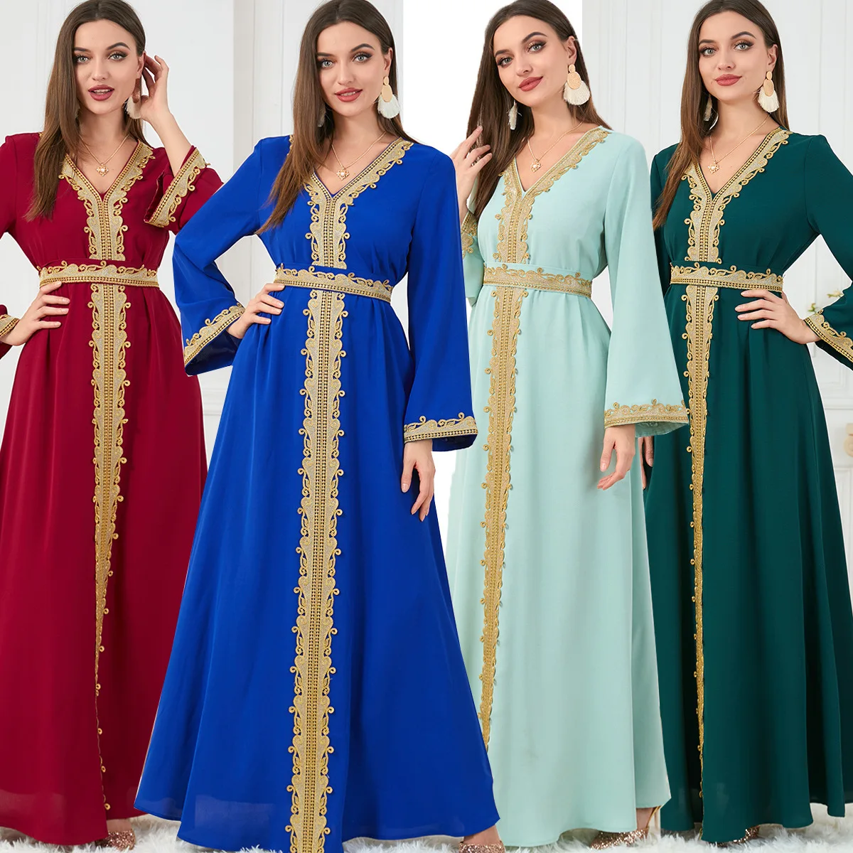 Vestido de fiesta musulmán Eid para mujer Abaya bordado Jalabiya Marruecos Vestidos Abayas Kaftan Abaya Islam Vestidos árabe largo