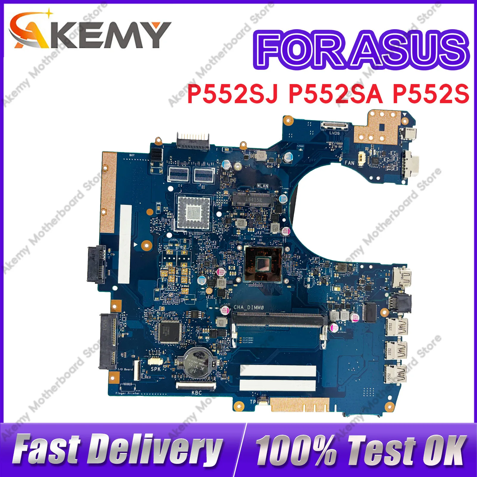

P552S P552SA Laptop Motherboard For ASUS ProArt PX552S PRO552S P552SA PE552S P552SJ Mainboard With Celeron CPU 100% tests OK stk