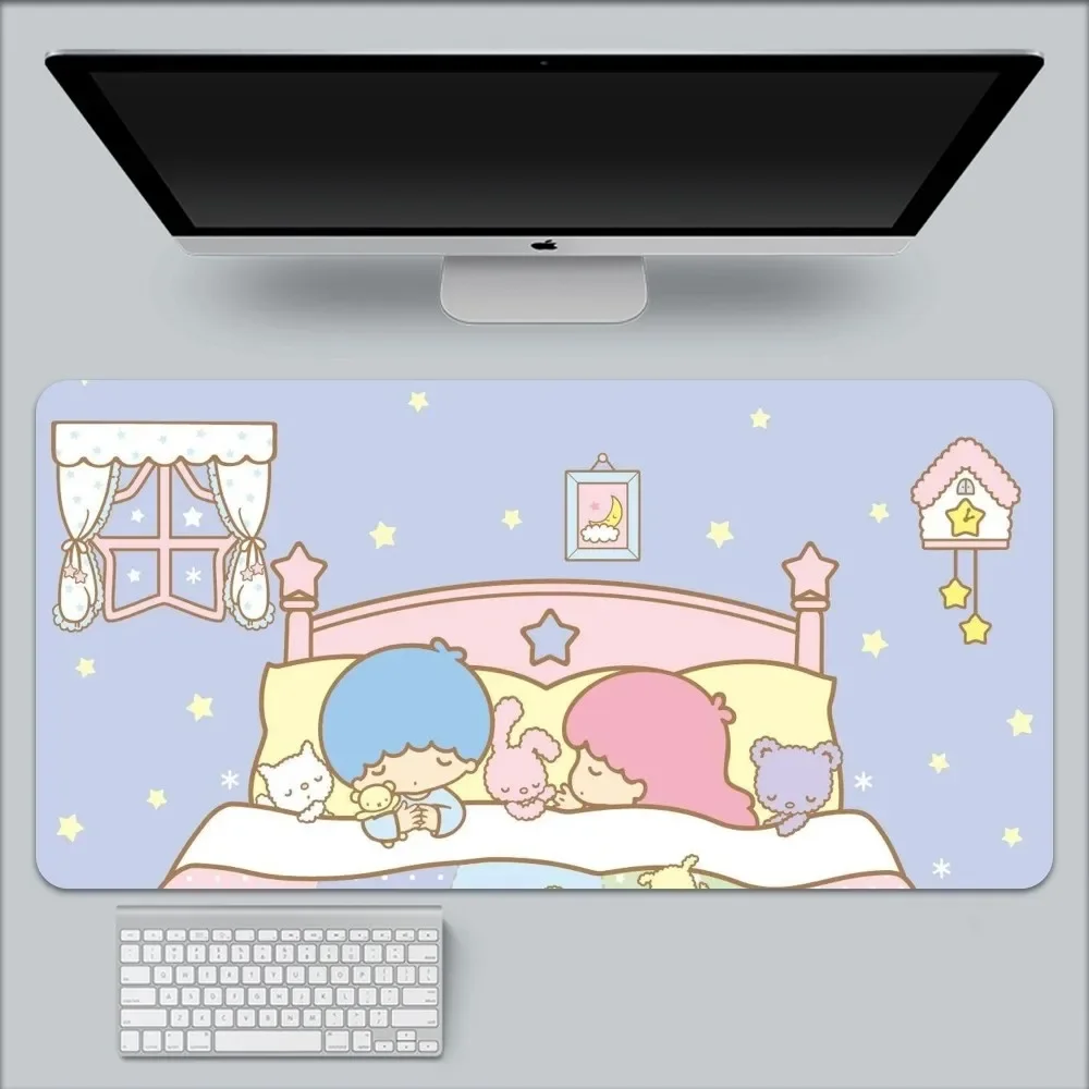 L-Little Twin Stars Mouse Pad Large Gaming Compute Gamer PC Keyboard Mouses Mat