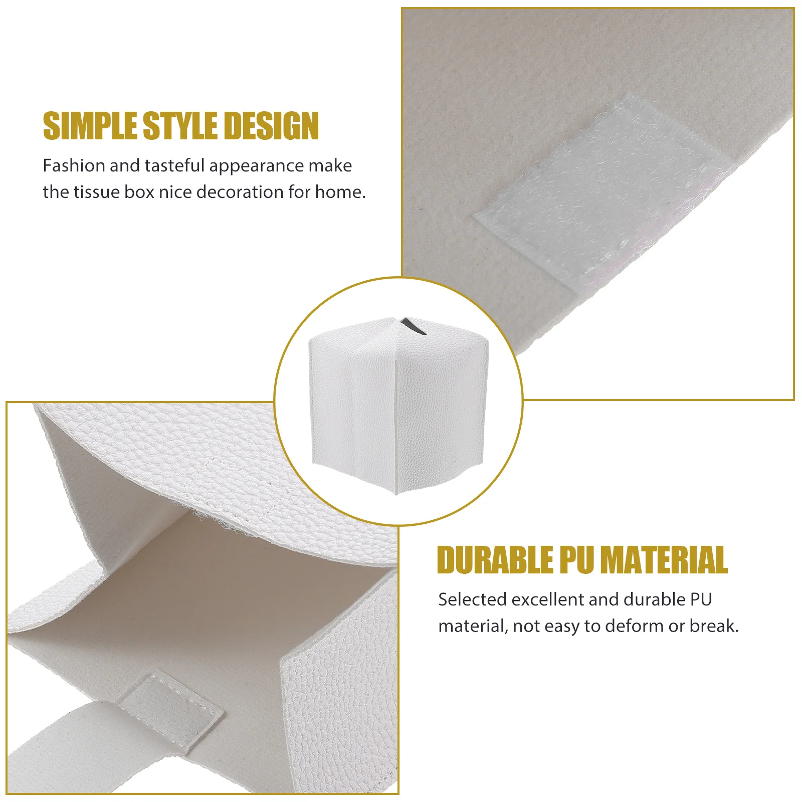 

2Pcs Tissue Box Holder Premium PU Storage Case Compact Size Car Office Desk Decorative Organizer Paper Towel Dispenser