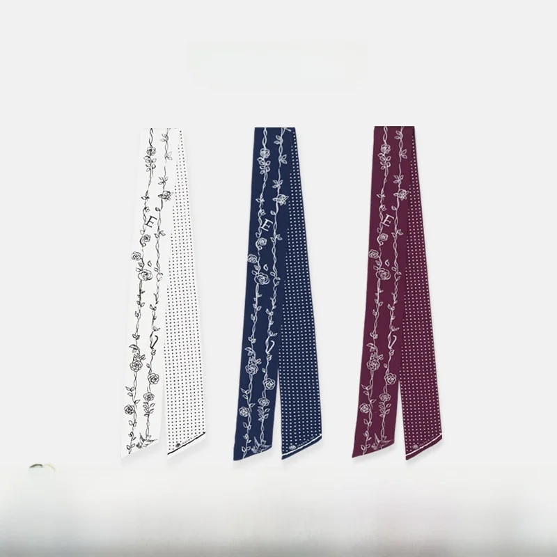 silk-scarf-long-rectangle-zibalian-retro-polka-dot-double-layer-color-block-hair-band-bag-wrap-youth-fashion-summer-accessory