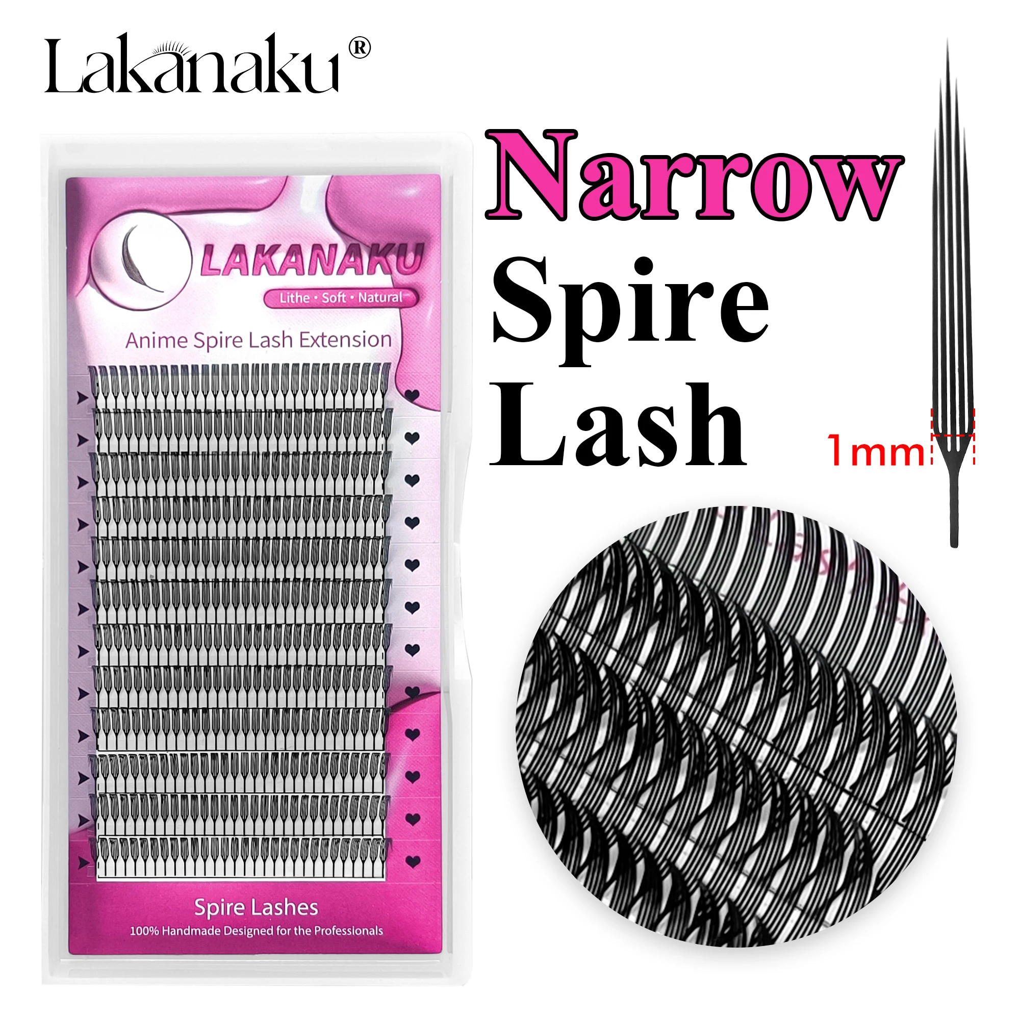 LAKANAKU Lasery Gestanzte Wimpern Schmale Spitzenwimpern Technologische Fasern Anime Spike Wimpern