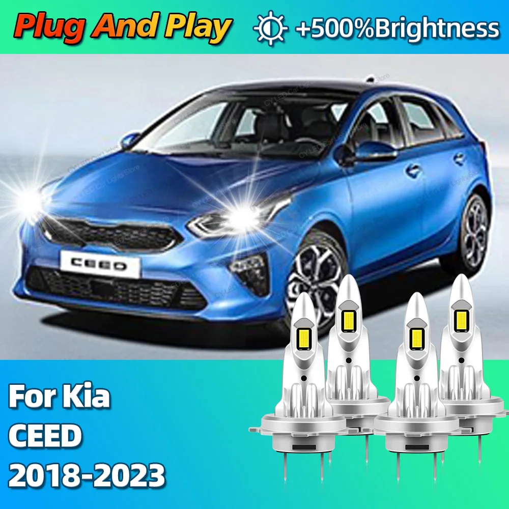 2/4Pcs 6000K Car Headlight LED Bulbs CANBUS Lights H7 30000Lm Headlamp For Kia CEED 2018 2019 2020 2021 2022 2023 Plug and Play