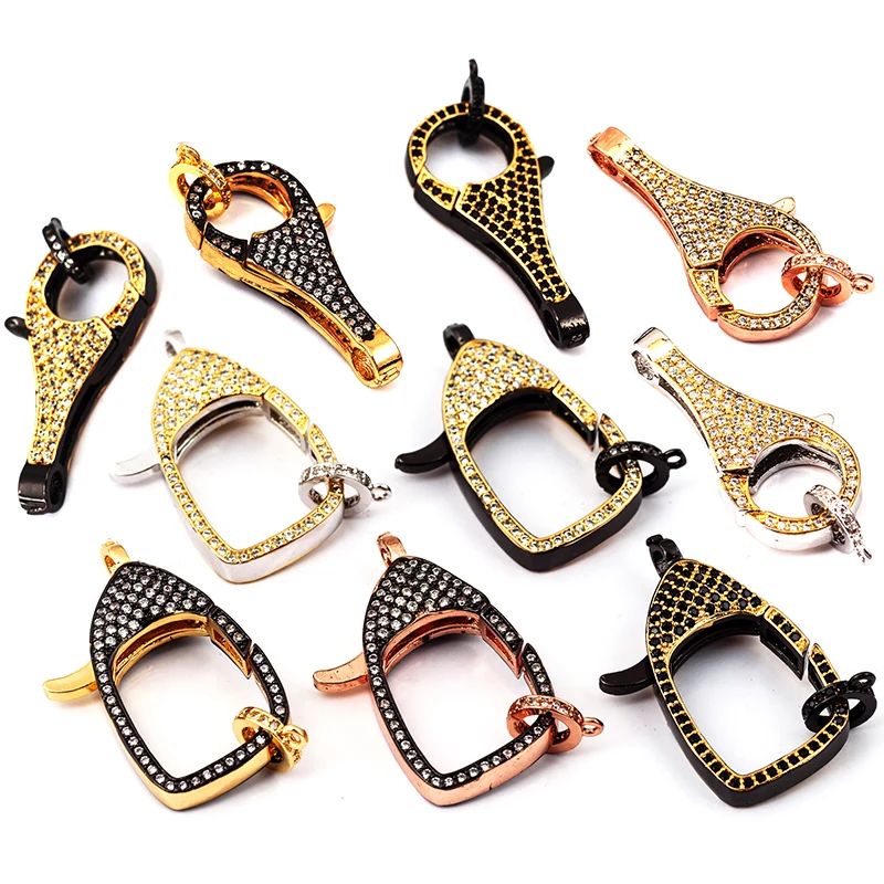 Lobster Clasp/Buckle Micro paved,dual color plated,CZ Micro Pave clasp for bracelet, necklace,Beading suppliy,32mm 1pc