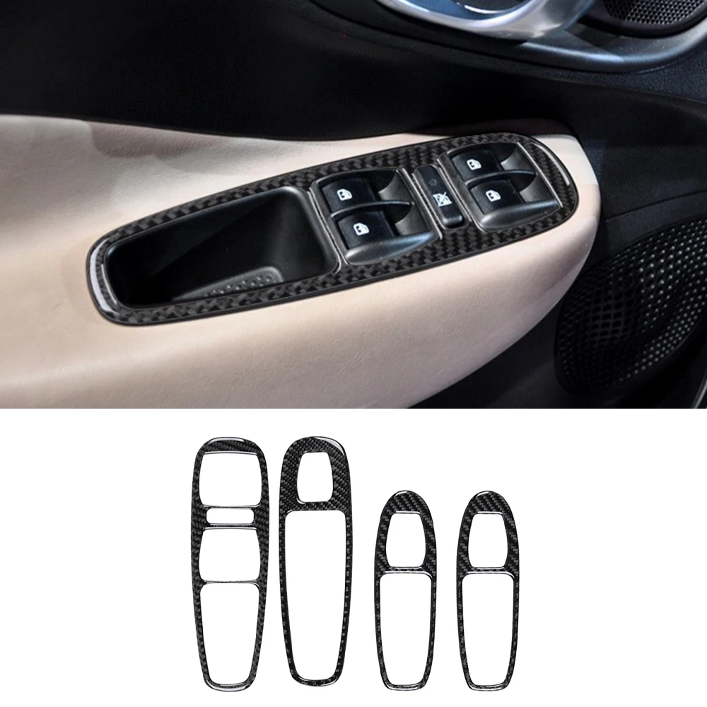 

Carbon Fiber Interior Window Lift Switch Button Panel Cover Trim Decal Sticker for Fiat 500L 2014 2015 2016 2017 (Left Hand)