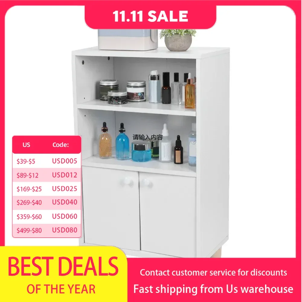 

Bathroom Cabinet Multifunction MDF Wood Floor Cabinet with 2 Shelf Home Furnitures,18.9x11.8x31.5in,Bathroom Cabinet