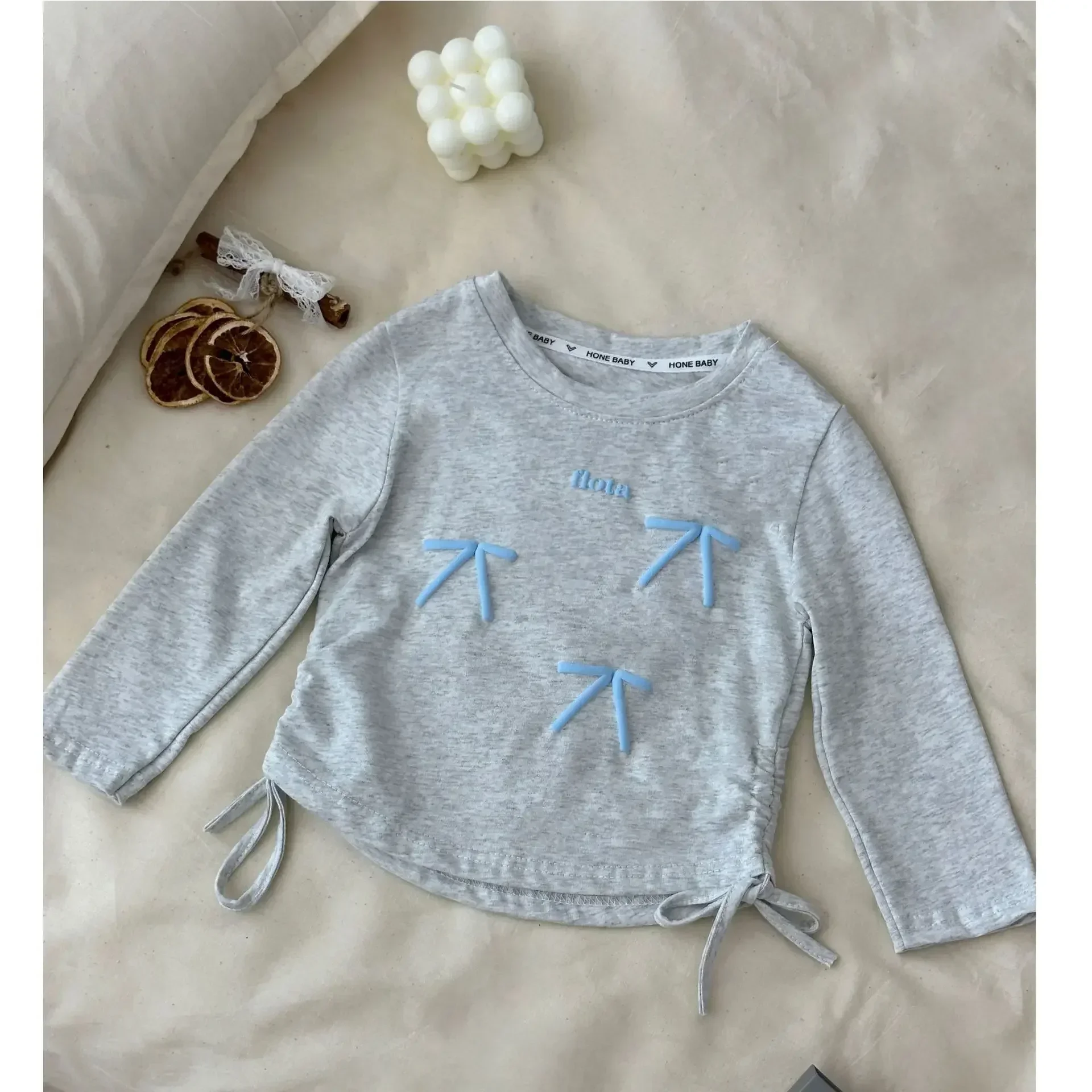 Baby Girls Long-sleeve T-Shirt Kids Top Tees with Bow-Knot Mother Daughter Bottoming 2024 Spring Autumn Children Fashion Clothes