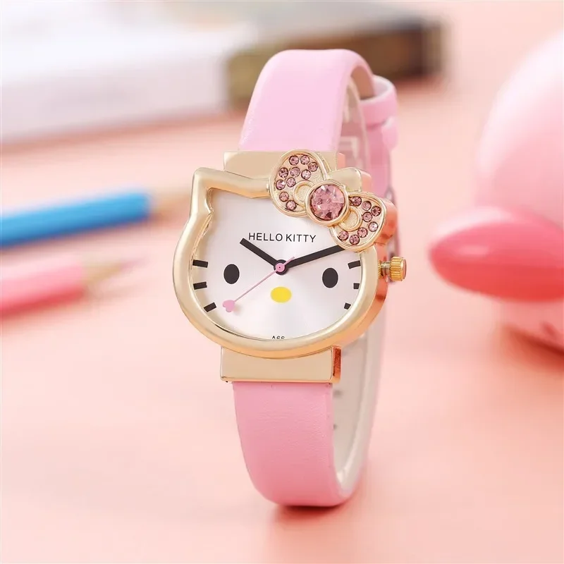 Sanurgente-Montre à quartz de dessin animé pour enfants, Hello Kitty, mignon, étudiant, fille, créatif, nouveaux cadeaux d'anniversaire, savoir chaud