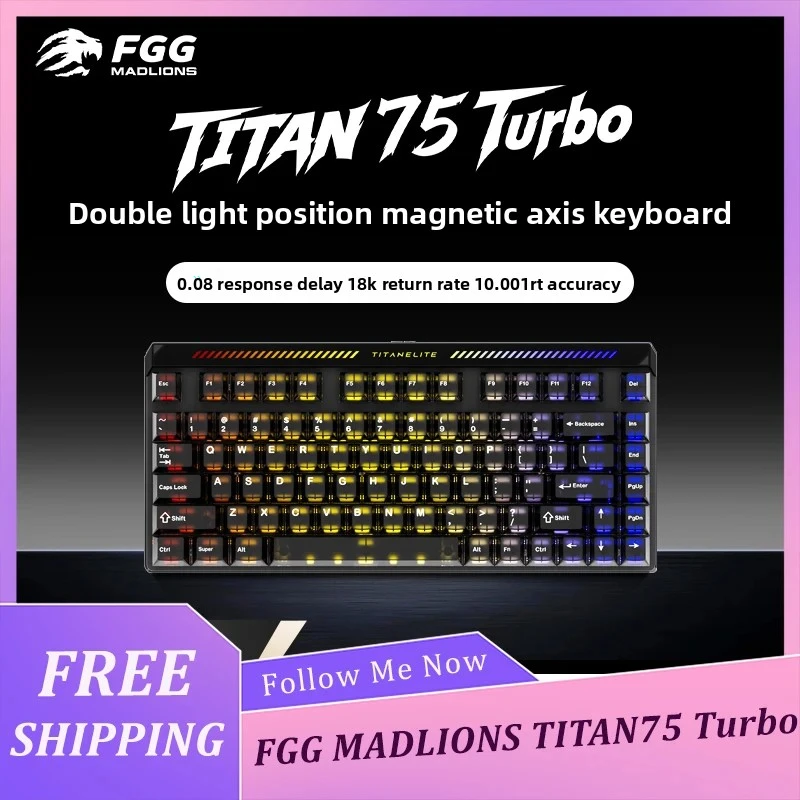 FGG MADLIONS TITAN75 Turbo Magnetic Switch Keyboard RGB Hot Swappable PBT Keycaps 8K Polling 75 Layout 0.01mm RT Esports Gaming