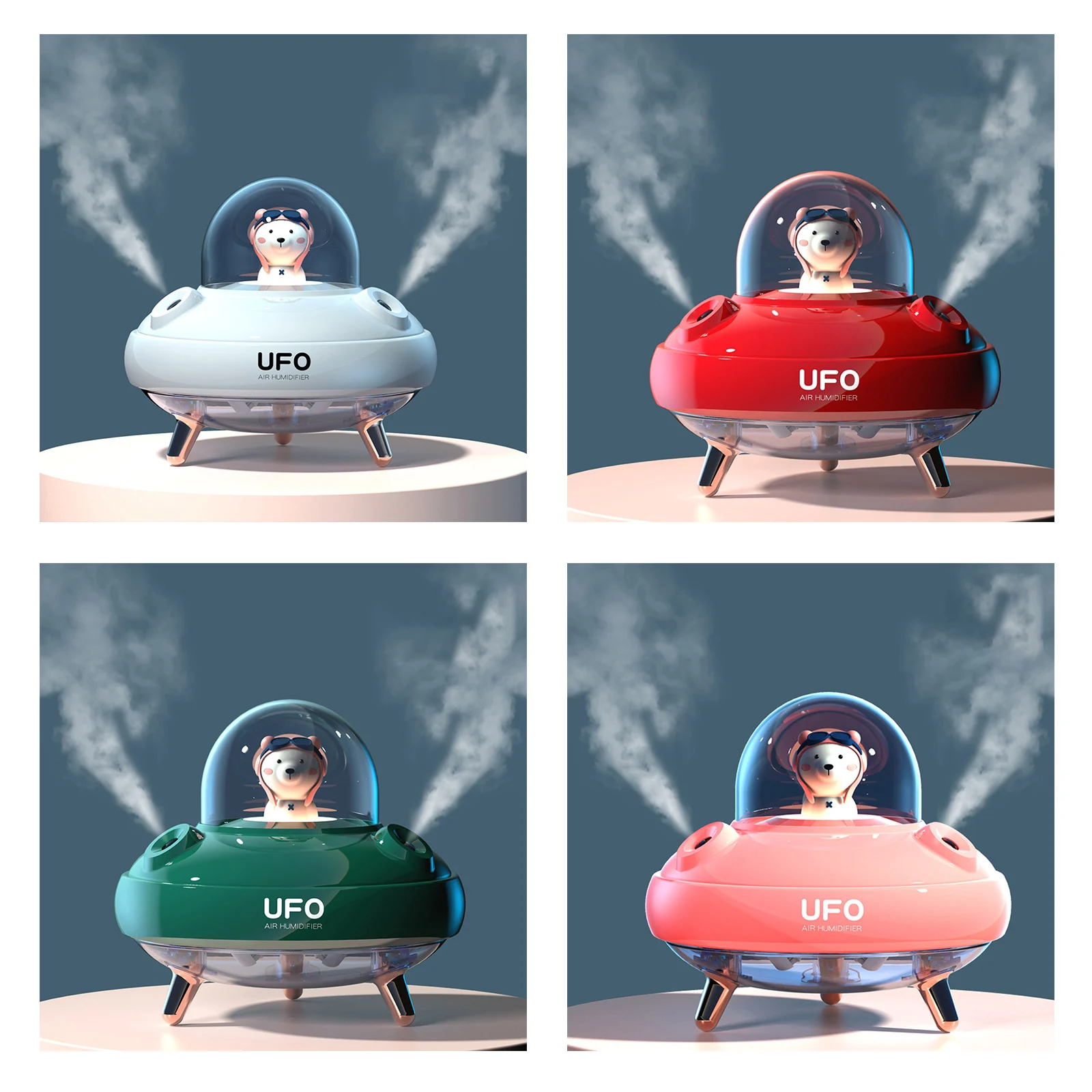 더블 스프레이 가습기 LED 조명 침실 공기 청정기 조용한 400ML