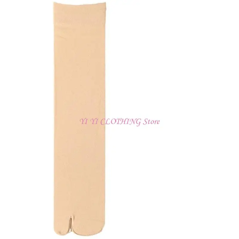 

N5KF Elastic Cuffs Split Toe Knee Length Socks Nonslip Comfort Two Toe Flop Over Calf Stockings For Women Casual Hosiery