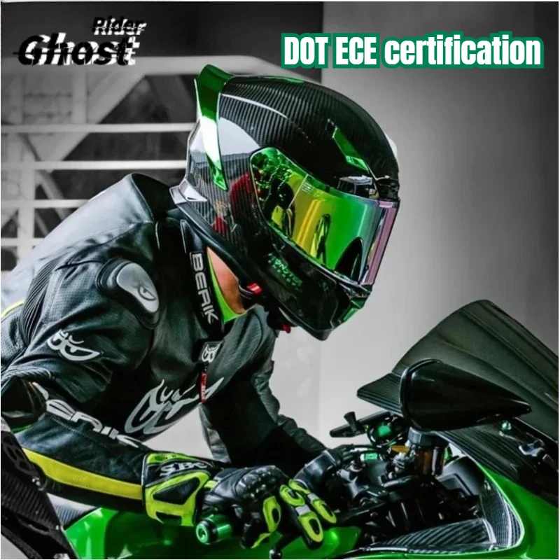 

HOT Carbon Fiber Motorcycle Helmet Full Face Cover All Seasons Motocross Riding Light Helmet Men Women's Couple Capacetes