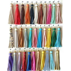 5-10Pcs Metal Ring Faux Leather Tassel Pendants DIY Keychain Jewelry Card Bag Crafts Decor Curtain Phone Fringe Trim Accessories