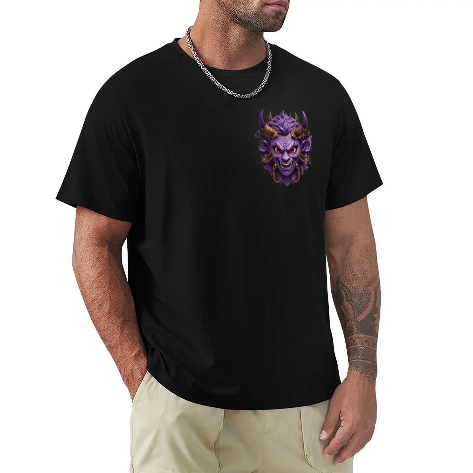 Hannya Mask Purple Anime T-shirt Blouse quick drying plus sizes men t shirts