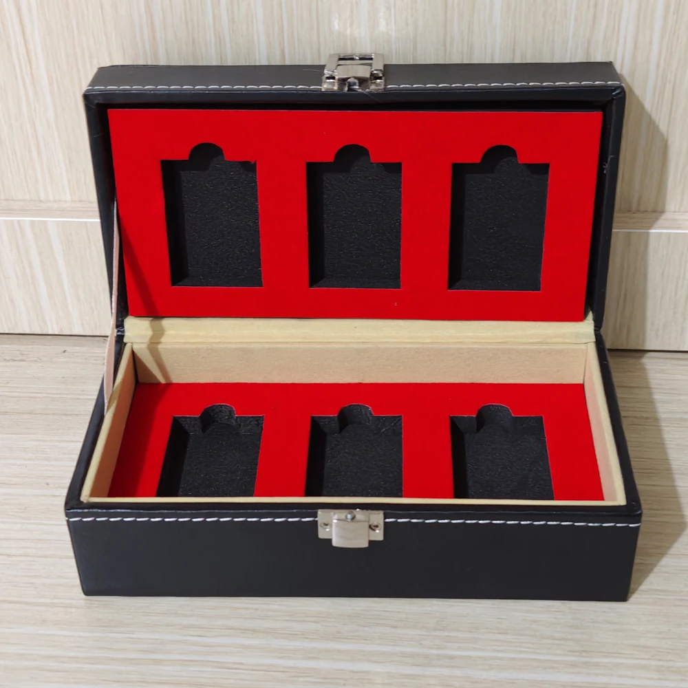 

Retro Two Layer 6 Grids Lighter Storage Display Box For Zippo Zorro Lighters Black Leather Collection Box Smoking Gift Gadget