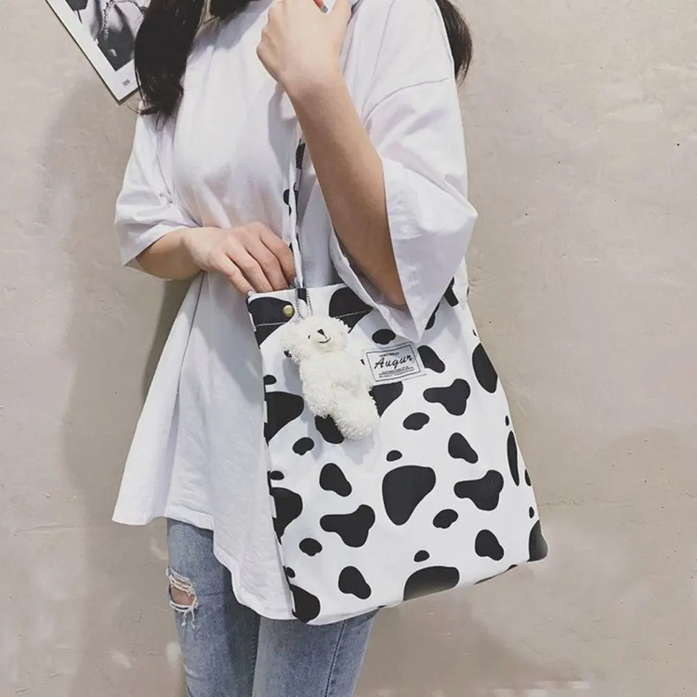 Korean Chic Big Casual Tote Bag Leopard Shoulder Bag Ladies Canvas Bag New Shopping Bag Student Print Handbag Bolsa Mujer