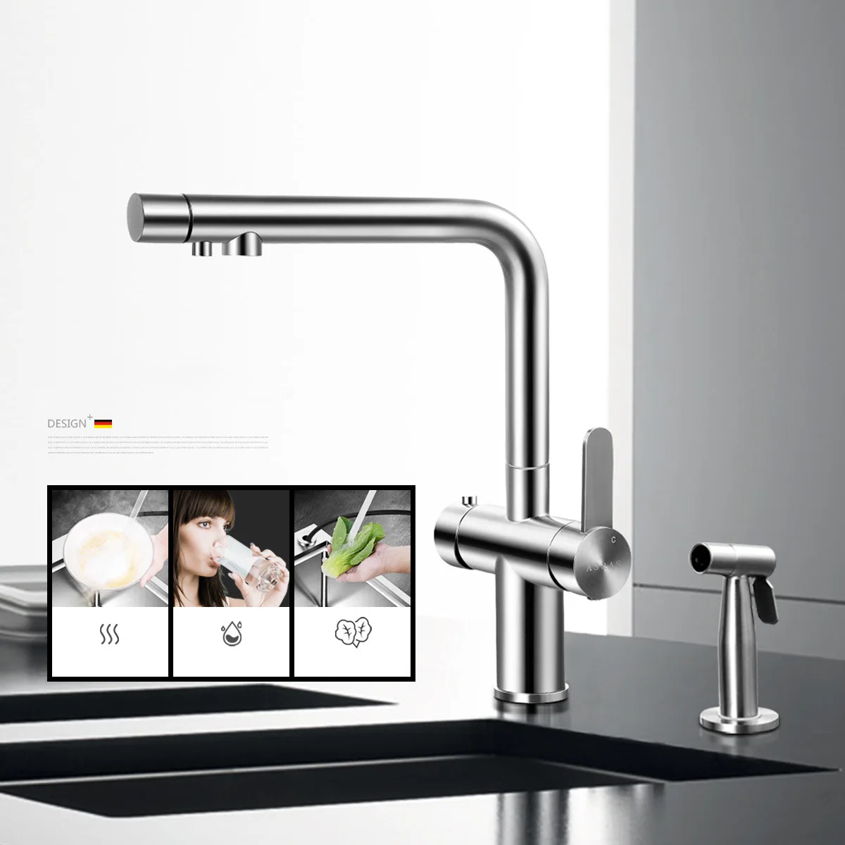 304 Stainless Steel Kitchen Handmade Sink with Knife Rack with Cover Plate Hidden Washbasin Single Sink Package