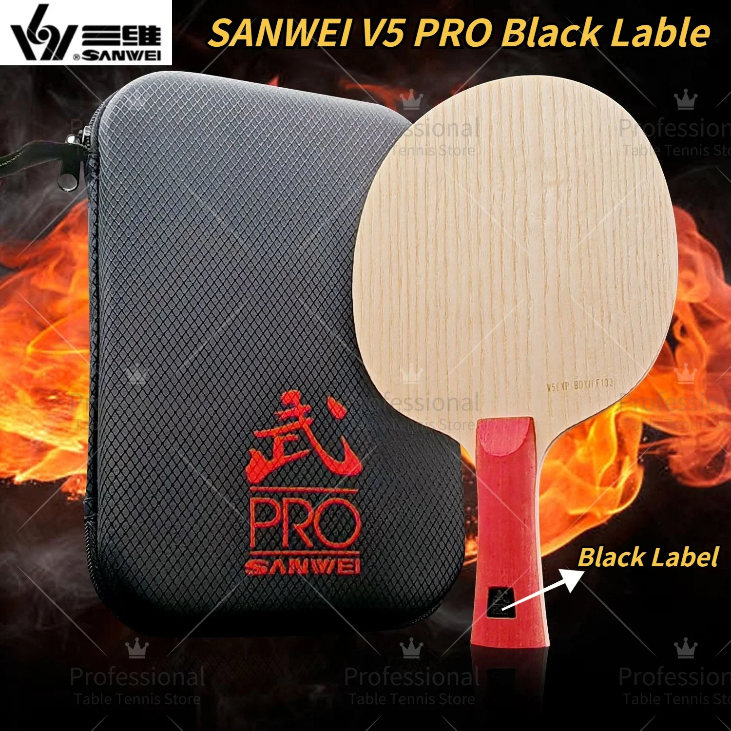 Original SANWEI V5 Pro Black Lable Table Tennis Blade 7-ply Pure Wood OFF+ Ping Pong Blade  Offensive Attack with Loop Drive