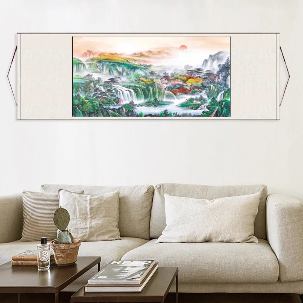 Chinese Style Ink Traditional Landscape Canvas Painting for Living Room Background Wall Decoration Scroll Pictur Wall Decor