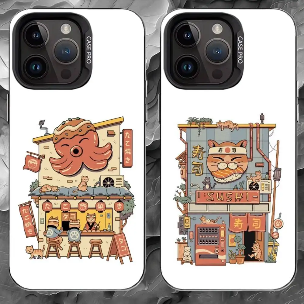 J-Japanese retro illustration Phone Case For iPhone 17 16 15 14 13 12 11 Pro Max Plus Silver Matte Black Cover