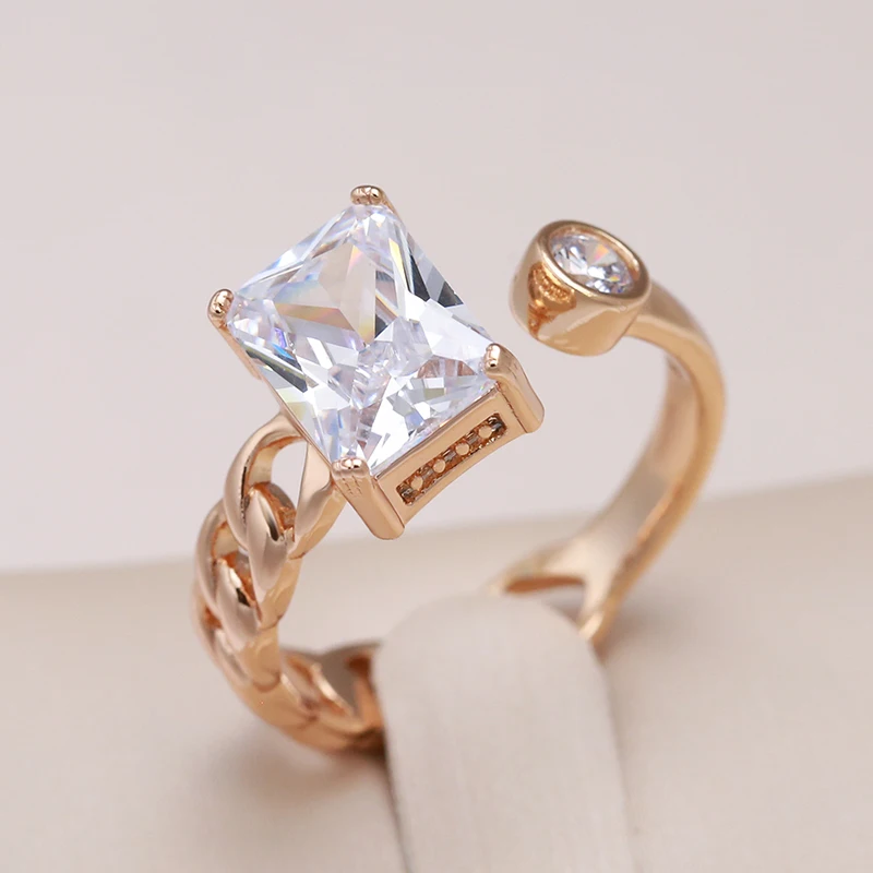 Kinel מגמת מינימליסטי כיכר טבעי זירקון טבעות לנשים 585 עלה זהב צבע 2022 חדש בציר תכשיטי הילדה של המפלגה טבעת