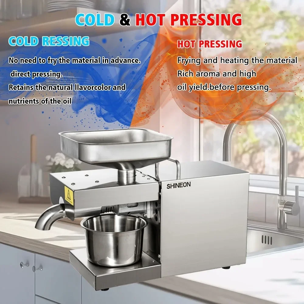 1500W 110V Automatic Cold Press Oil Machine, Oil Extractor for Sunflower Seeds, Peanut, Sesame, Walnut, Soybean