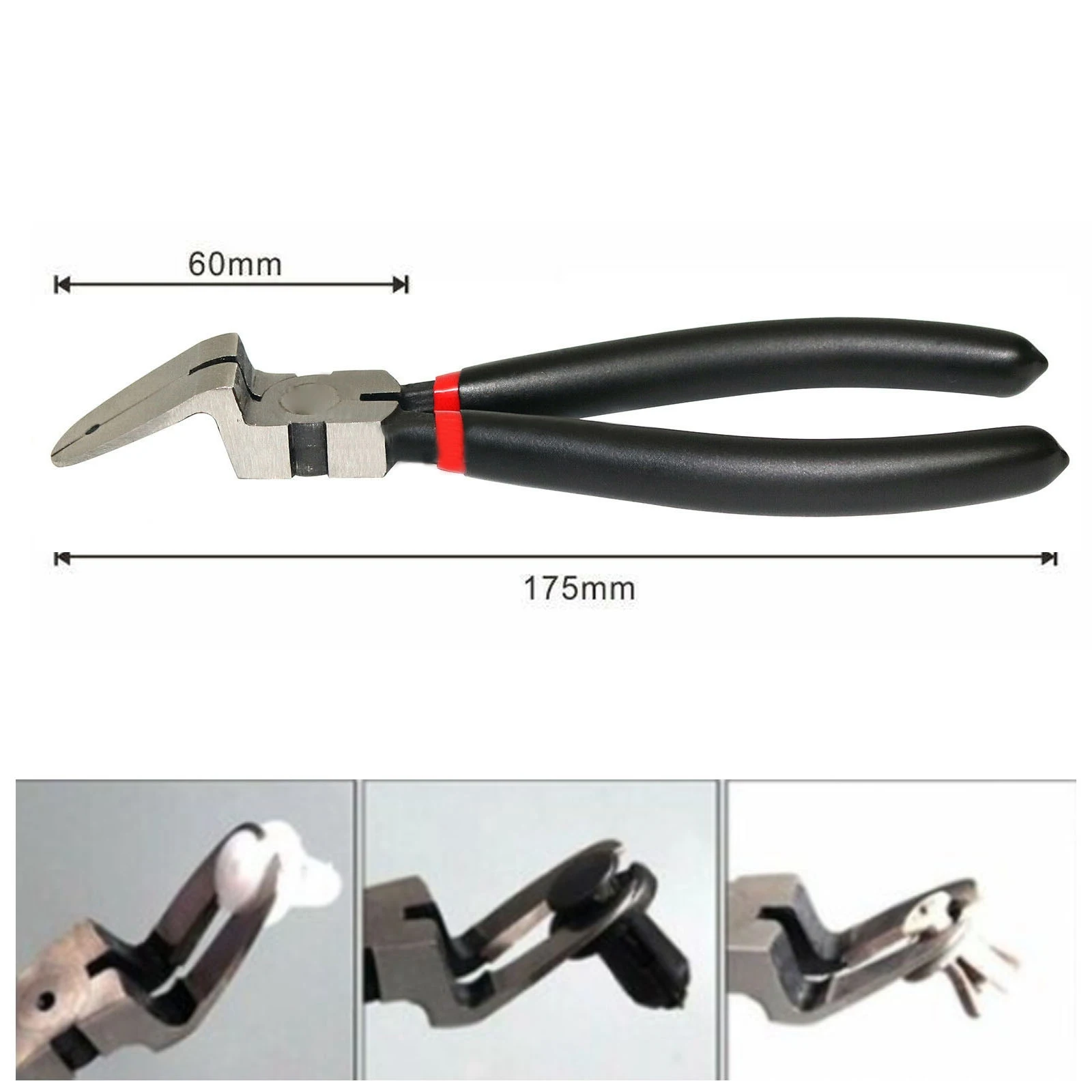 Good Quality Car Push Pin Retainer Fastener Trim Clip Cutter Puller Pliers Removal Pry Tool 17.5*6mm Plastic + Iron Blue Black