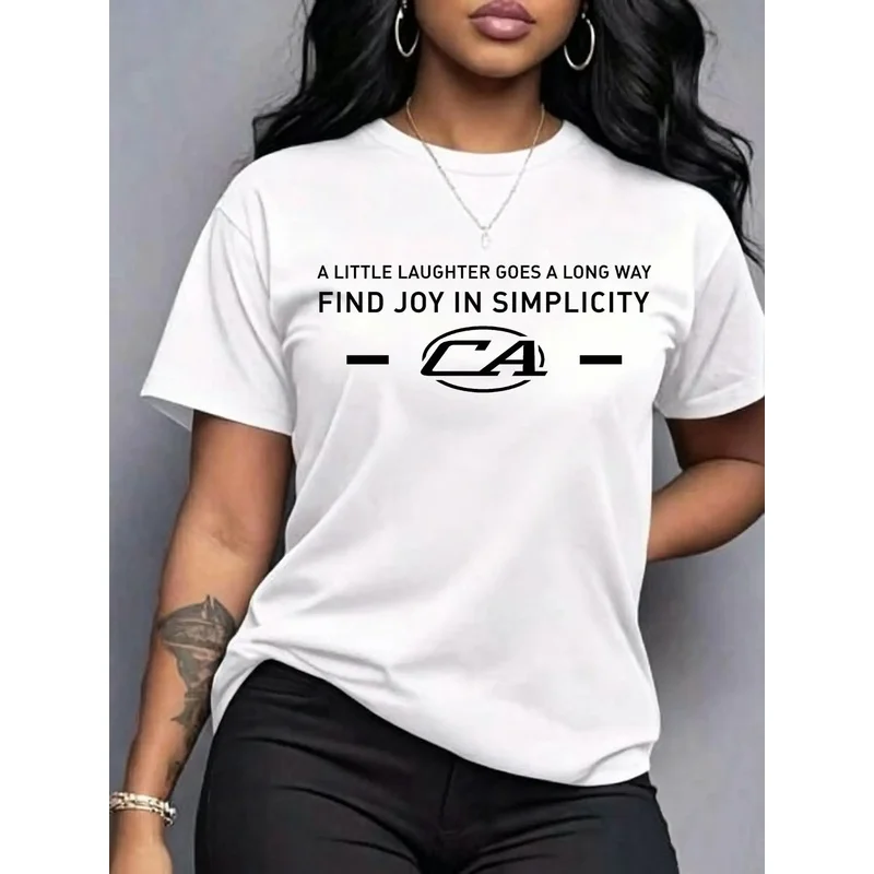 Women's Oversized Crew Neck T-Shirt Loose-Fit Quick-Dry Cotton Print Casual Top for Outdoor And Night out