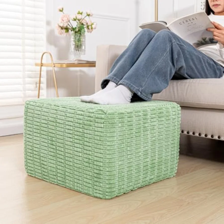 

Round Square Pouf Ottoman Foot Rest Lightweight Modern Footstool with Plush Foam Filling Perfect for Living Room Decor and Cozy