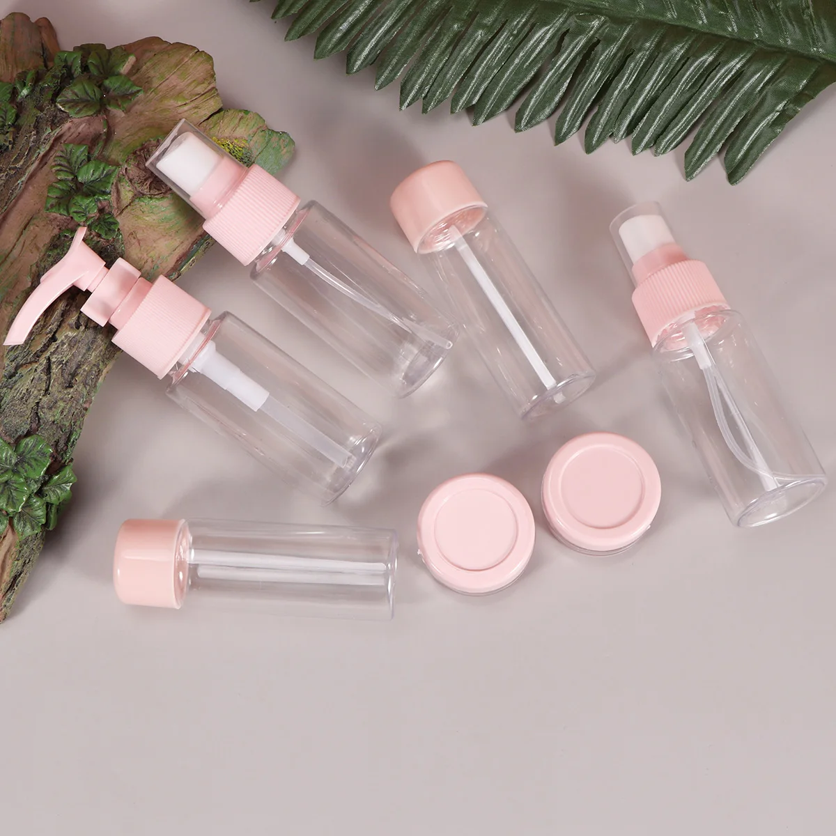 

Portable Travel Bottles Lightweight Toiletries Containers Clear Shampoo Lotion Set For Travel Purse Pink