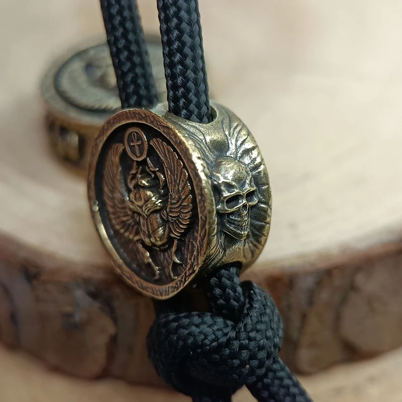 Dung Beetle Ankh Brass Knife Beads Punk EDC Outdoor DIY Paracord Woven Lanyard Pendant Retro Umbrella Rope Bracelets Accessories