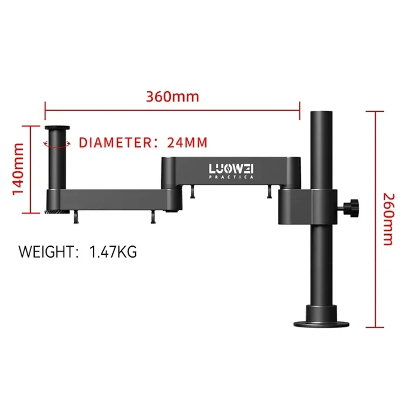 Luowei LW-017 Microscope Swing Arm Bracket 360-Degree Rotation Telescopic Foldable Metal Bracket Set For Repair And Inspection