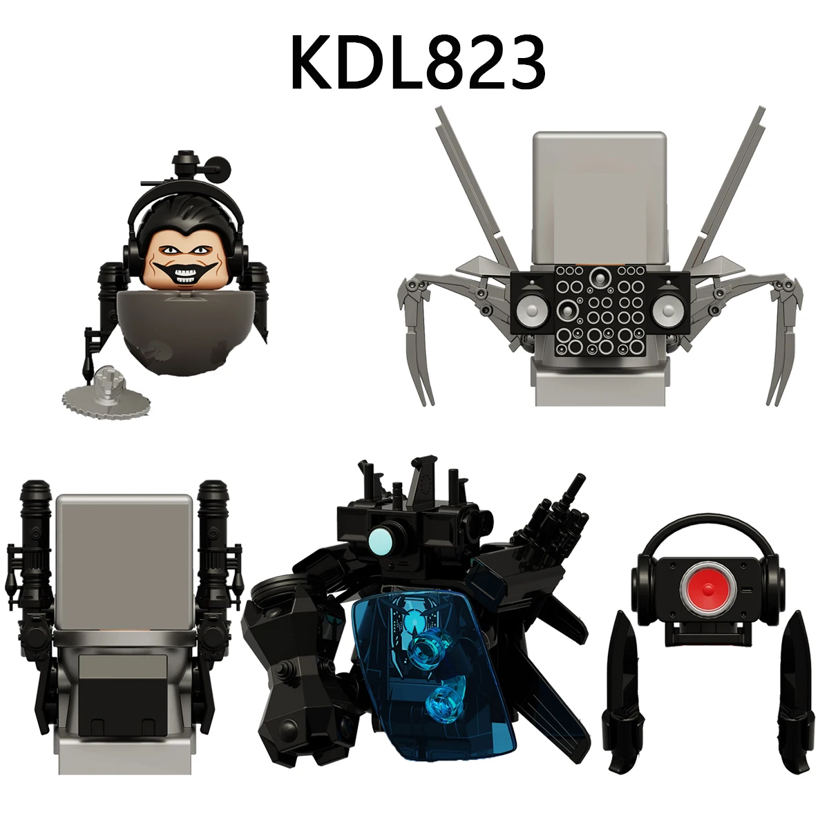 KDL823 Building Blocks SKIBIDI G-toilet Titan Clock TV Camera Speaker Scientist Plunger Man Figures Bricks Toys