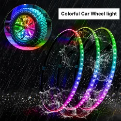 4pcs Magic Colourful Car Wheel Led Hub Light Auto SUV Ambient Styling Lamp with turn signal Brake Function APP Remote Sense 12V