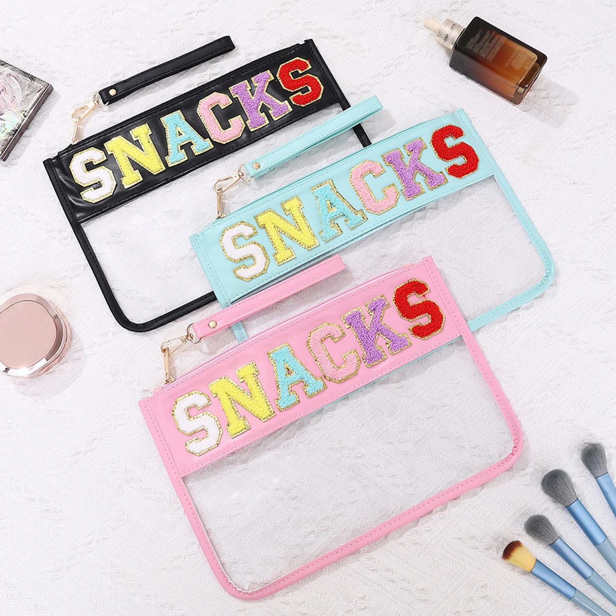 Cute Handheld Makeup Bag Corduroy Letter Storage Bag Large Capacity Portable Waterproof Toiletry Bag Gift for Friends
