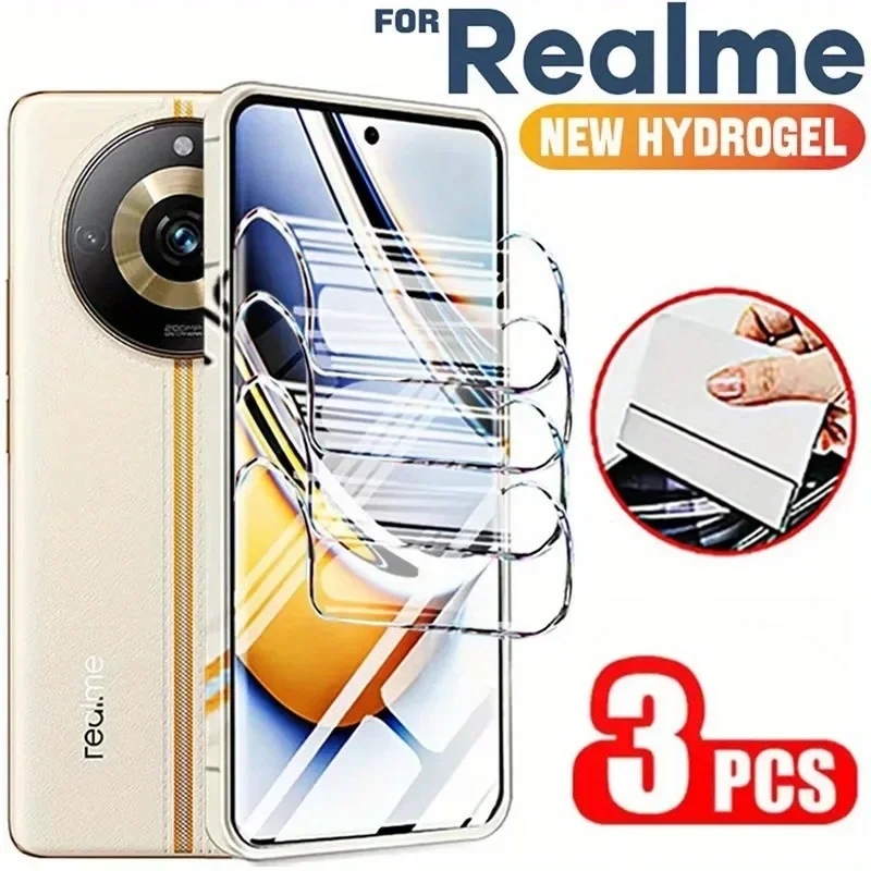 3/1 قطعة فيلم هيدروجيل لينة ل جديد ممن لهم Realme 14 13 12 11 10 برو زائد ملاحظة 60 50 GT 6T P3 P2 برو واقي للشاشة فيلم وليس الزجاج