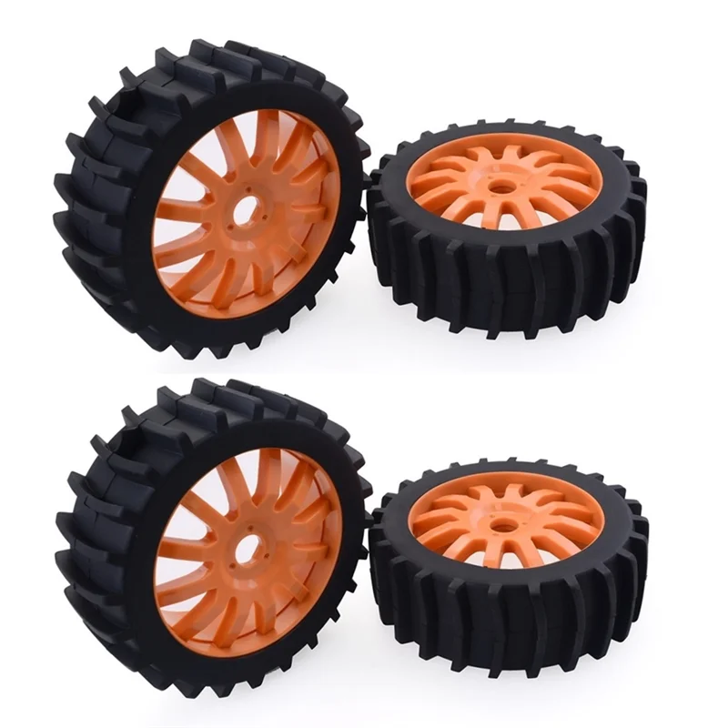 BAAA-4Pcs 120Mm Snow Sand Paddle Tire Wheel Tyre 17Mm Hex for 1/8 Arrma Traxxas Redcat Team Losi HPI HSP Baja RC Car,Orange