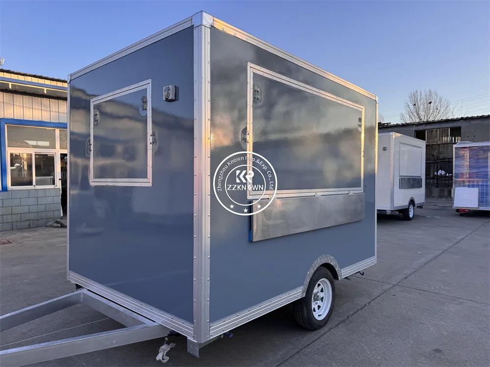 

Street Restaurant Mobile Fast Food Truck Fully Equipped Concession Trailer Square Food Trailer With Full Kitchen Equipments