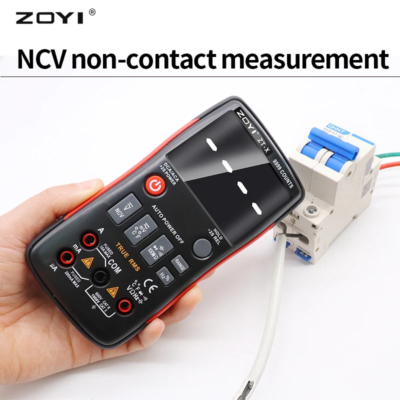 ZOYI 9999 Digital Multimeter ac dc voltmeter true rms auto range multimeter with NCV DATA HOLD LCD backlight display ZT-X