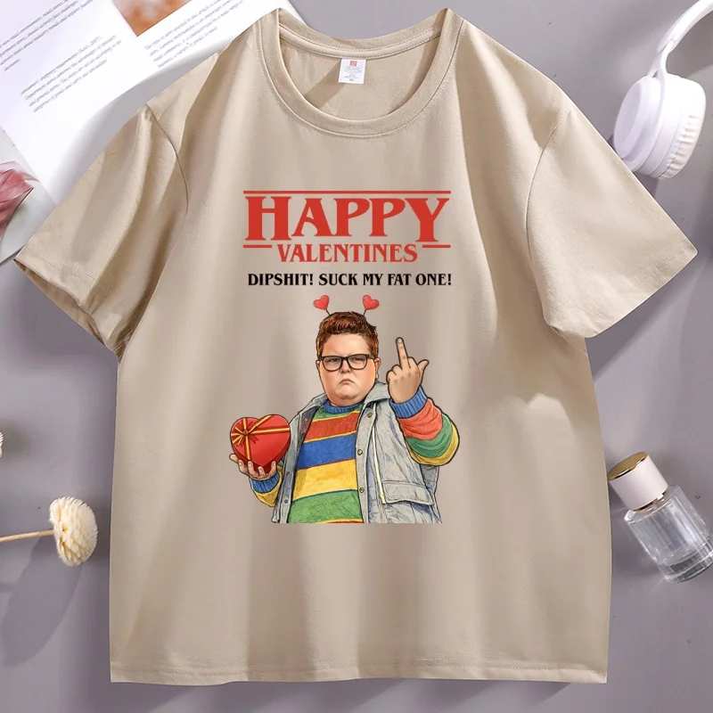 

Happy Valentines Dipshit T-shirt 80s Style Retro Horror Valentines Short Sleeve T Shirt High Quality Soft Breathable Tshirts