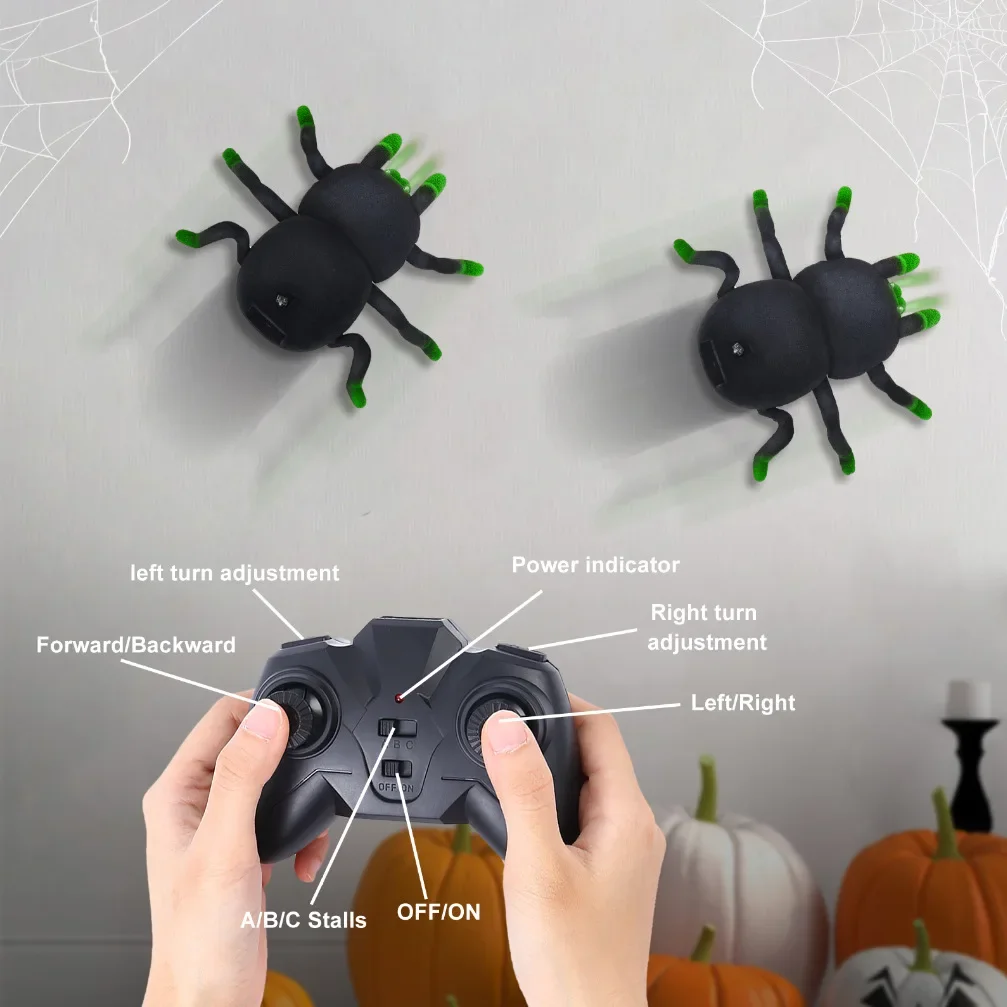 Mini Wall Climbing Rc Stunt Car Simulation Spider Wireless Remote Control Animal Prank Toy Boy Kid Children for Tricky Halloween