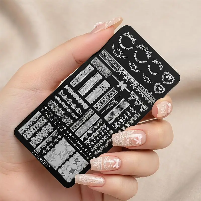 Stainless Steel Nail Stamping Plates Pretty Lace Floral Designs Creative DIY Manicure Tool Gift for Nail Art Fans