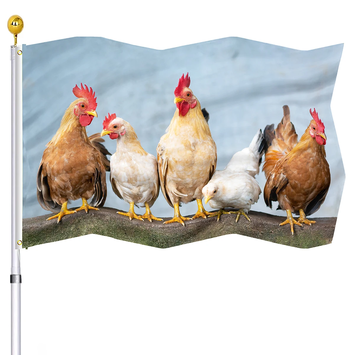 Bandeira de animais de fazenda galo galinha dupla costura bandeiras de frango banners com ilhós de bronze fazenda campo decorações para casa