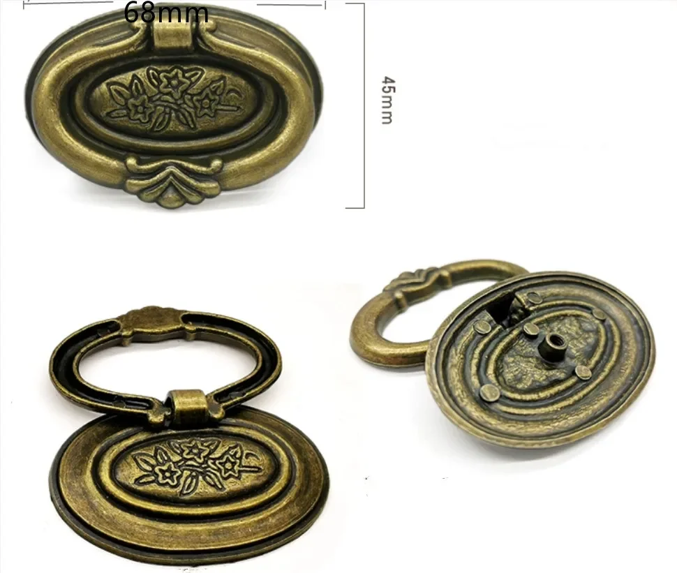 retro rustico shaky drop rings furniture knobs bronze drawer shoe cabinet knobs pulls antique brass handles