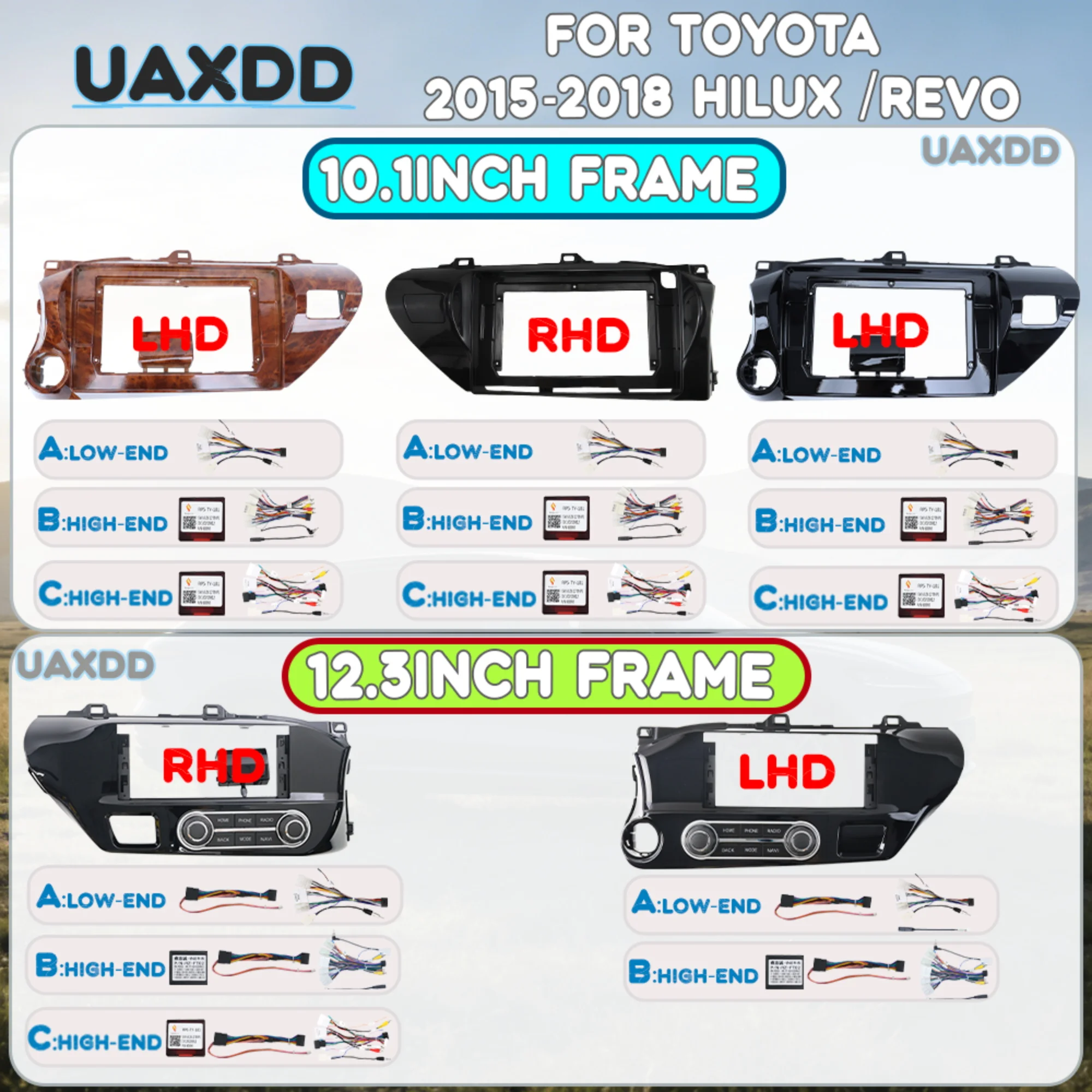 Navigation Kit Frame Fascia Car Radio Android 2 Din FOR Toyota Hilux Revo 2015‑2018 Dashboard Panel Adapter Multimedia Center CD